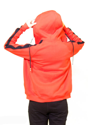 Side Stripe Hoodie Sweatshirt Red For Her