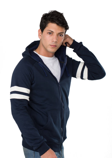 Side Stripes Hoodie Sweatshirt (D.blue) For Him