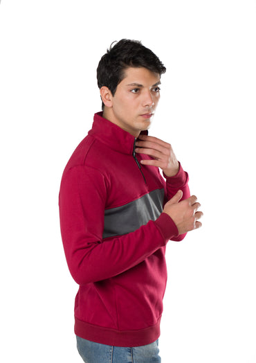 Zipper Neck Sweatshirt Red