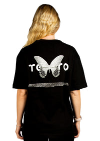 Butterfly tee Oversized printed Black T-shirt .