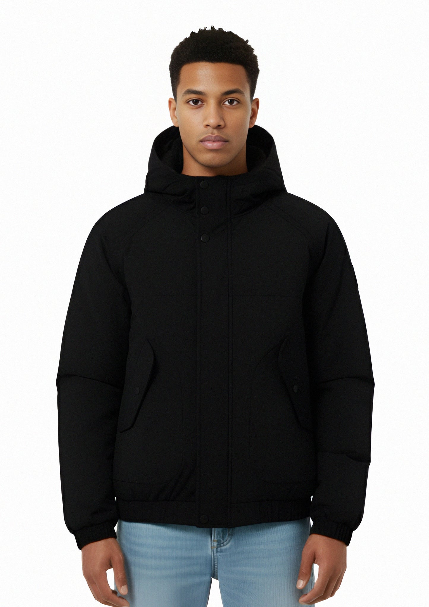 BLACK OVERSIZED CROPPED JACKET