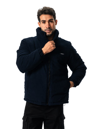 D-BLUE VELVET PUFFER JACKET