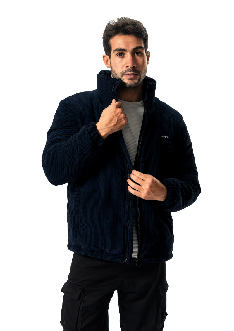 D-BLUE VELVET PUFFER JACKET