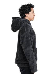 D-Gray Fur Oversized Hoodie