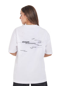 Stream tee  Oversized printed White T-shirt for Her