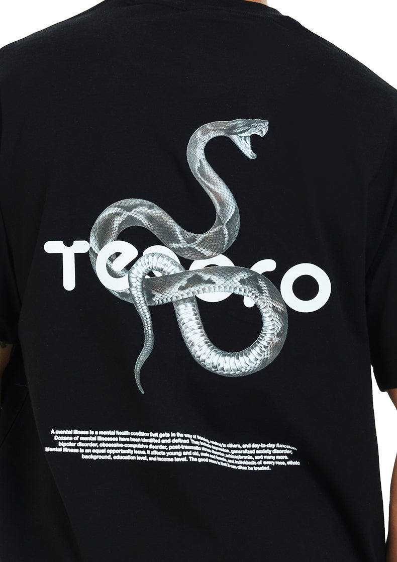 Snake Oversized printed Black T-shirt .