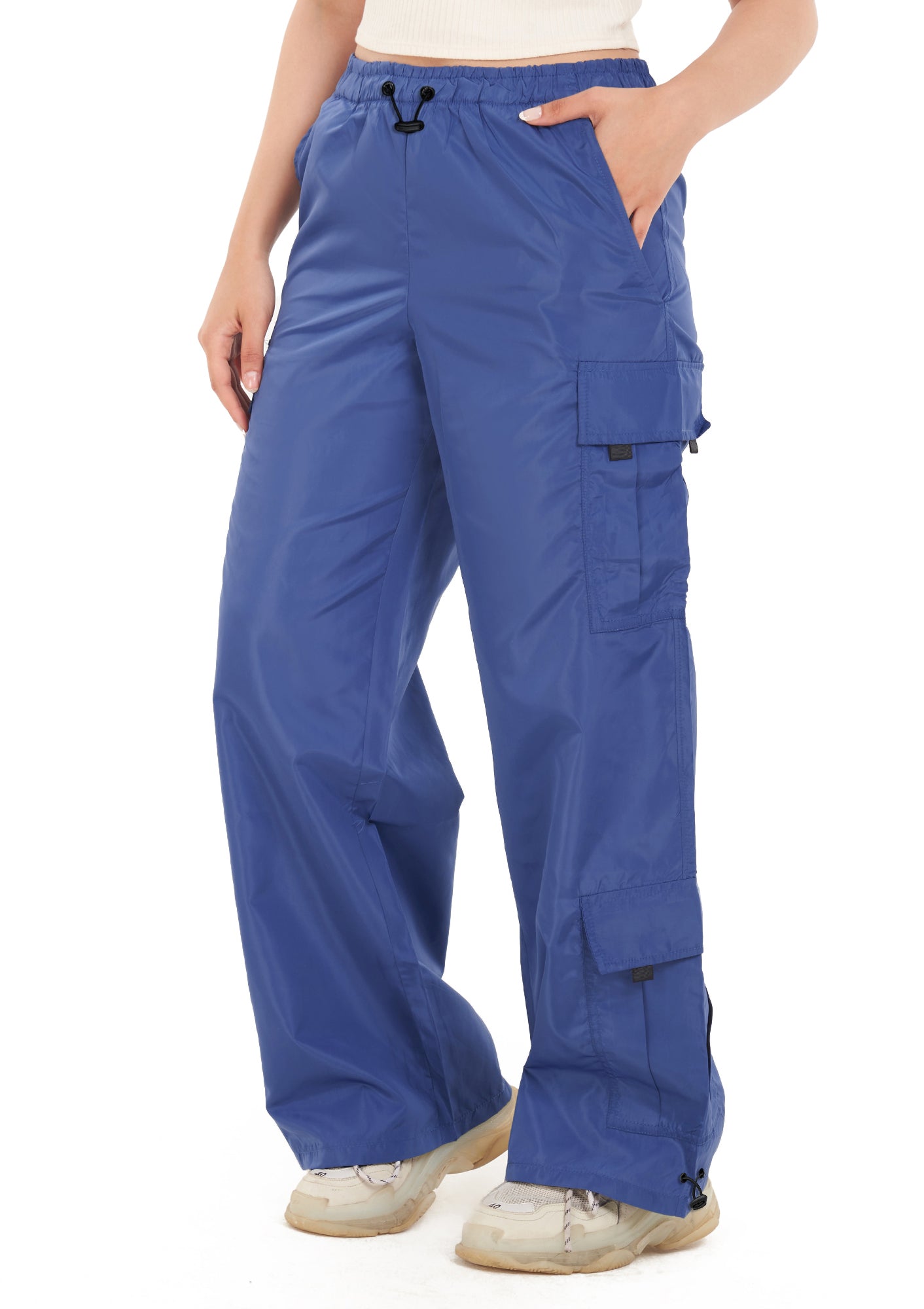 Blue pocket parachute pant