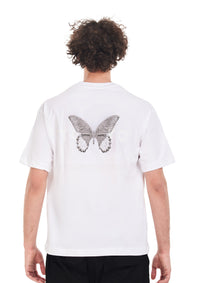 Butterfly tee Oversized printed White T-shirt .