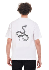 Snake Oversized printed White T-shirt .
