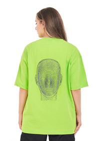 Signature Face tee Oversized printed Green apple T-shirt for Her