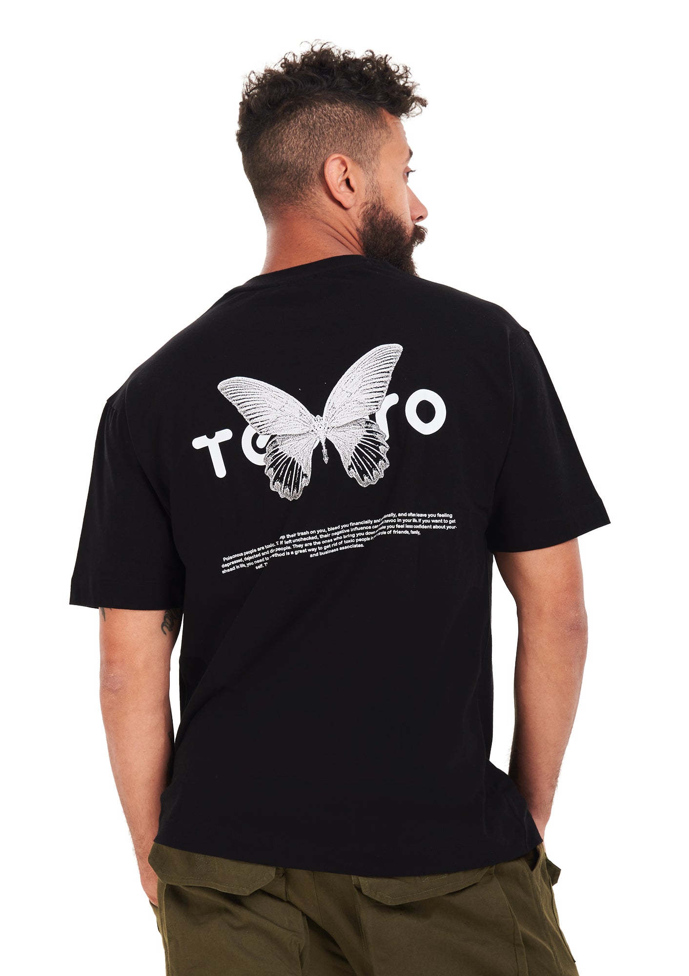 Butterfly tee Oversized printed Black T-shirt .