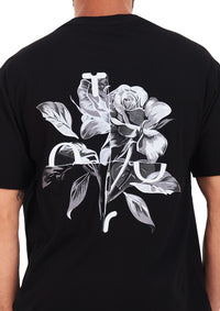 Flower tee  Oversized printed Black T-shirt .
