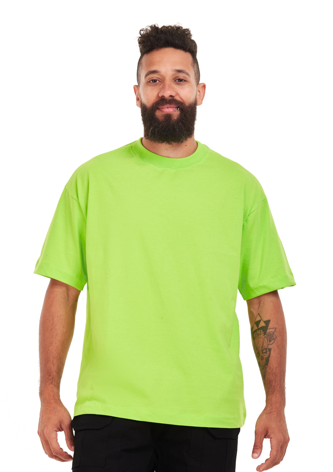 Signature Face Oversized printed Green apple T-shirt .