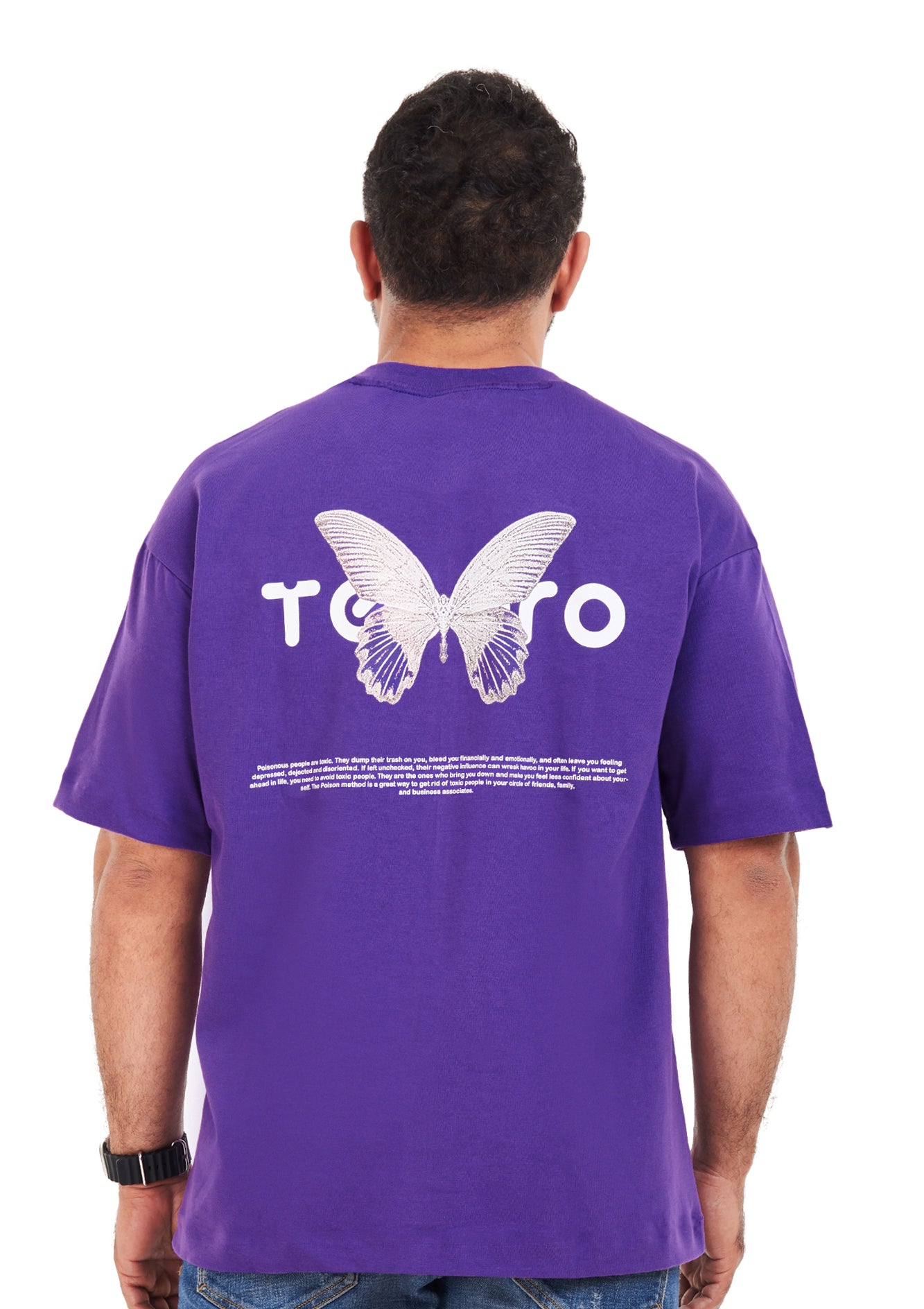 Butterfly tee Oversized printed Purple T-shirt .