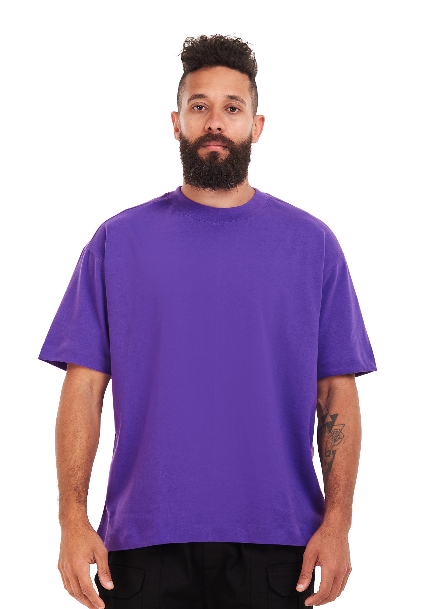 Words tee Oversized printed Purple T-shirt .