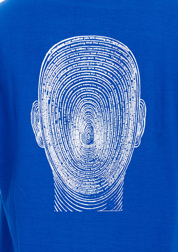 Signature Face Oversized printed Royal blue T-shirt .