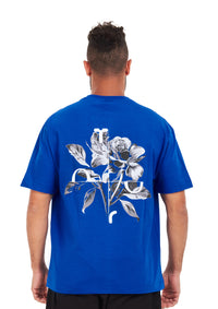 Flower Tee Oversized printed Royal blue T-shirt .