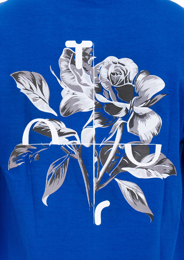 Flower Tee Oversized printed Royal blue T-shirt .