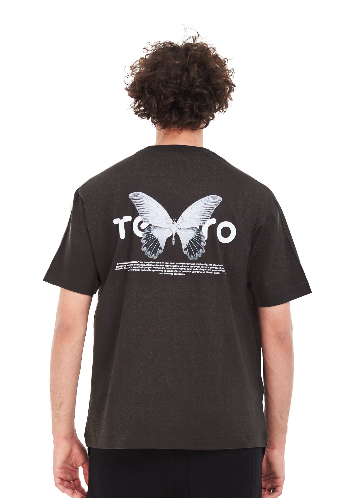 Butterfly tee Oversized printed D-Gray T-shirt .