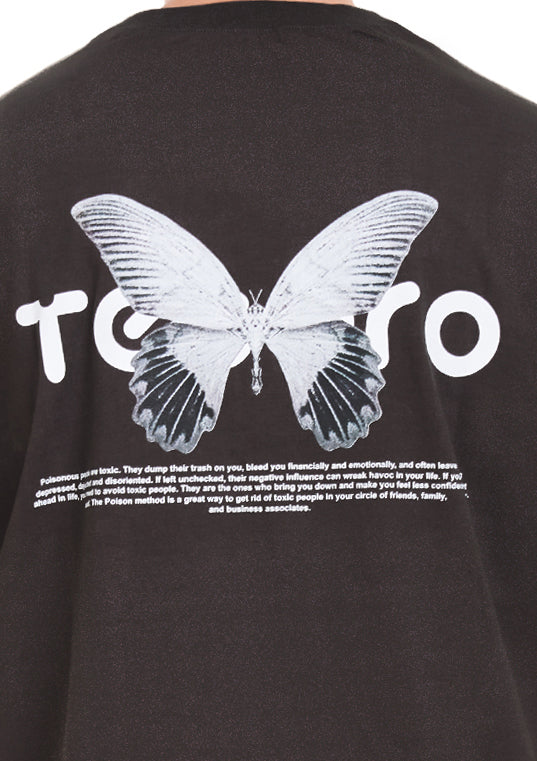 Butterfly tee Oversized printed D-Gray T-shirt .