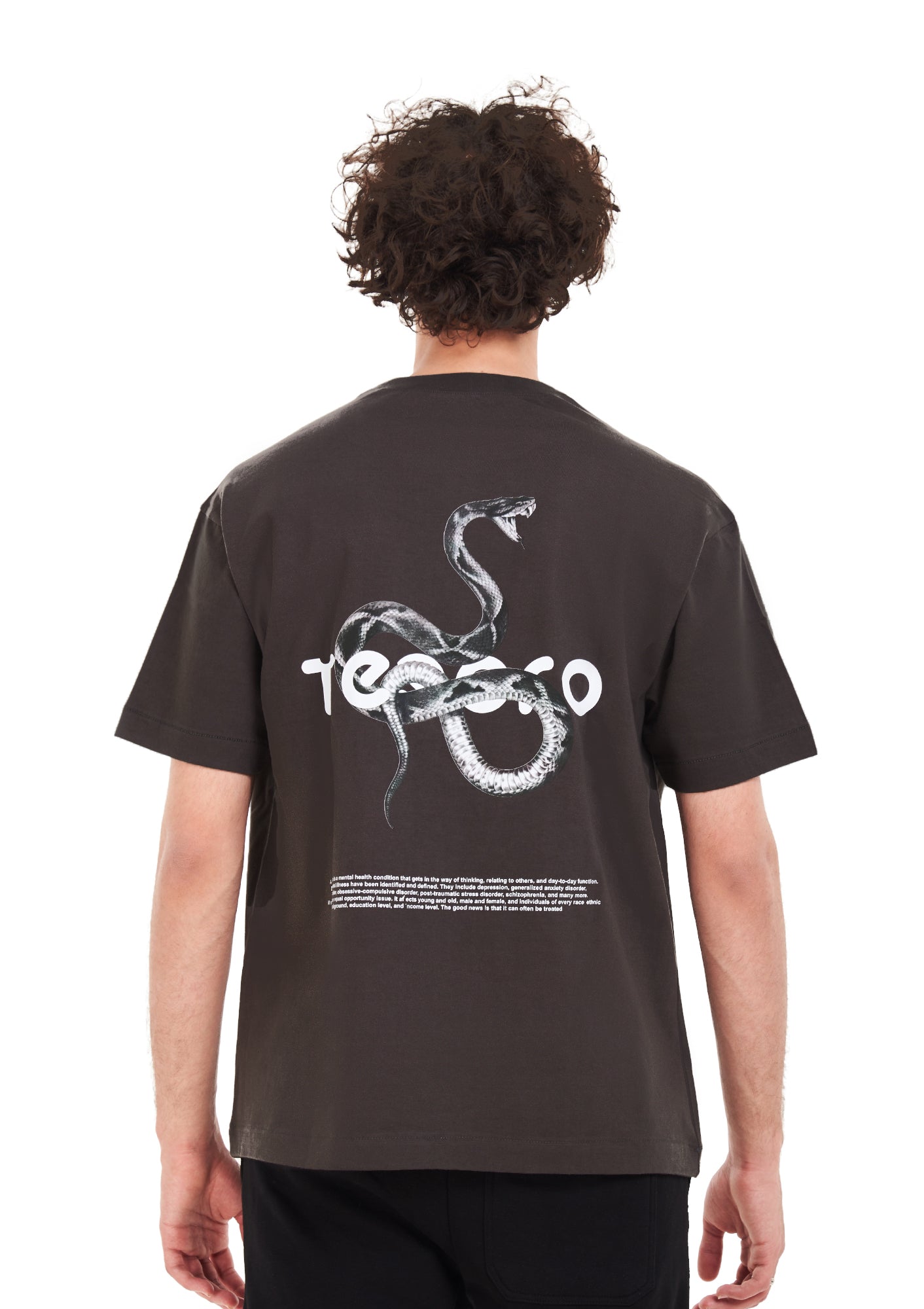 Snake Oversized printed D-Gray T-shirt .