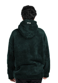 Olive Green Fur Oversized Hoodie