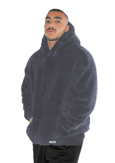 Gray  Fur Oversized Hoodie