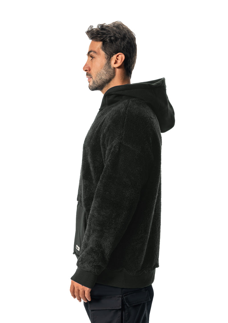 D-Gray fur cotton hoodie