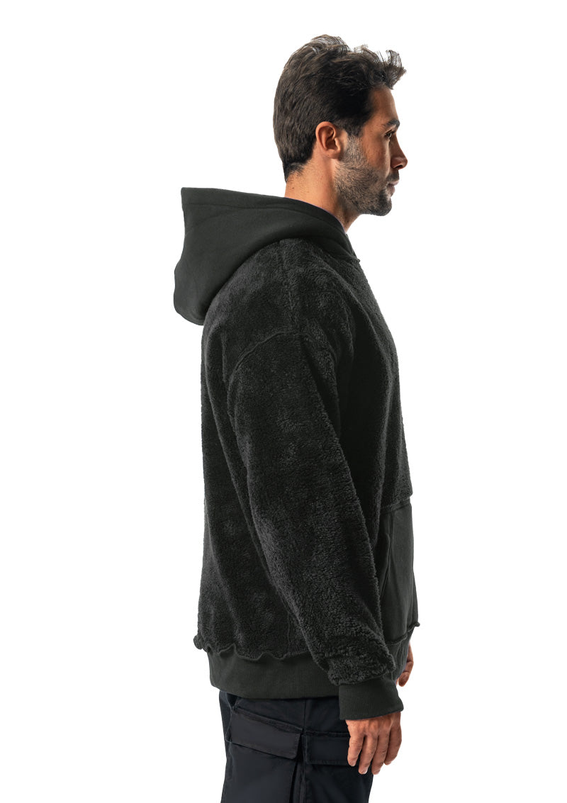 D-Gray fur cotton hoodie