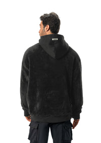 D-Gray fur cotton hoodie