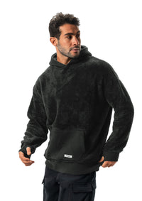 D-Gray fur cotton hoodie