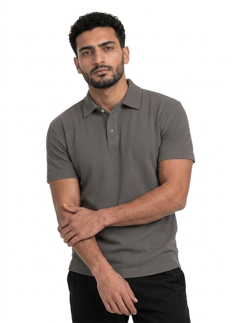 THE GRAY BUTTONED POLO SHIRT