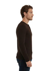 Brown Henley Ribbed Shirt