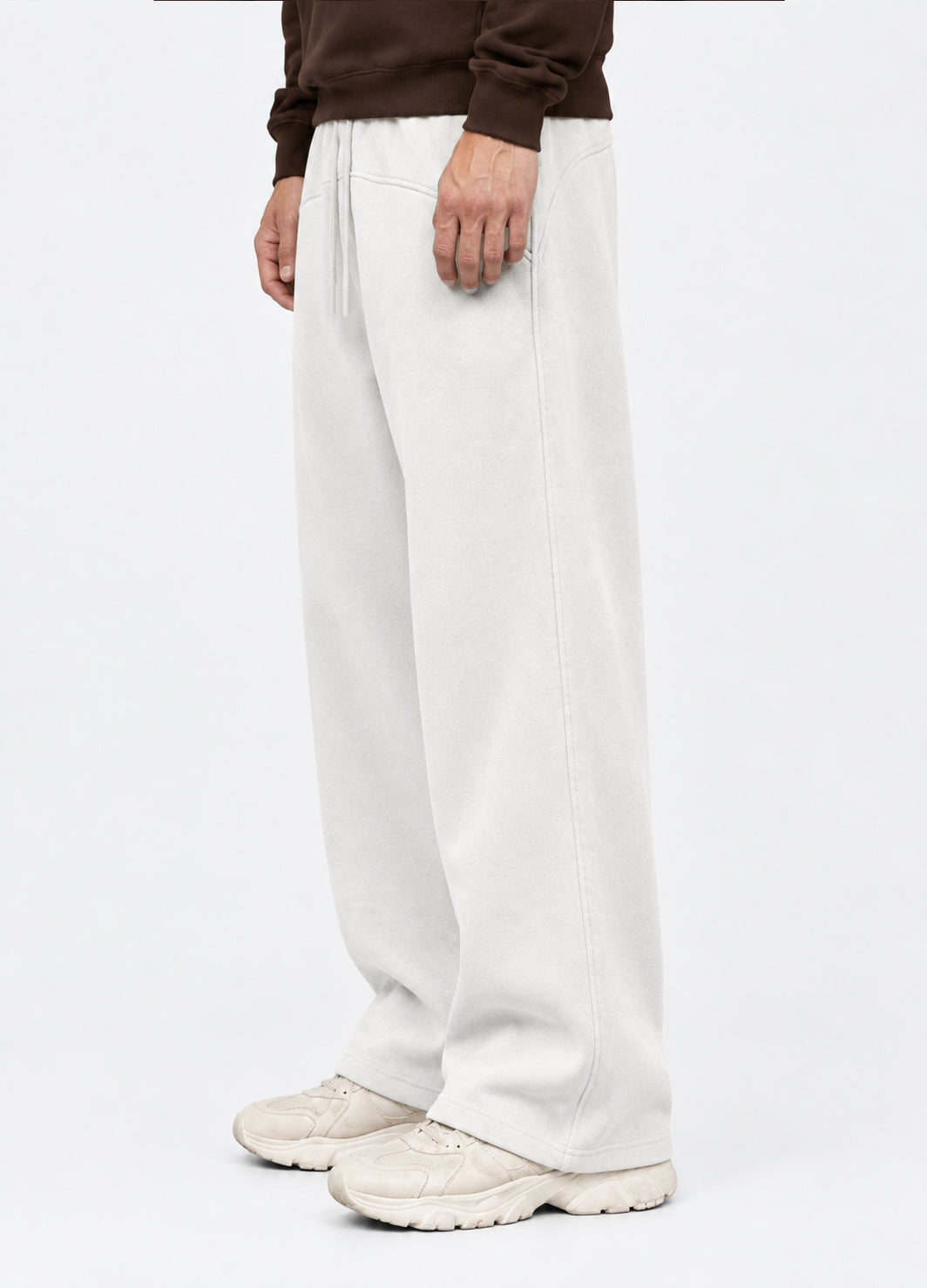 LIGHT OFF WHITE MELTON WIDE LEG