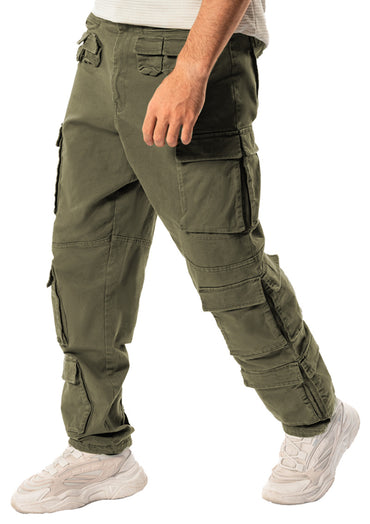 OLIVE CARGO JOGGER WITH EIGHTEEN POCKETS