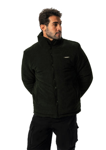 OLIVE VELVET PUFFER JACKET