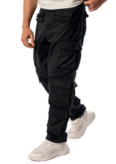 BLACK CARGO JOGGER WITH EIGHTEEN POCKETS