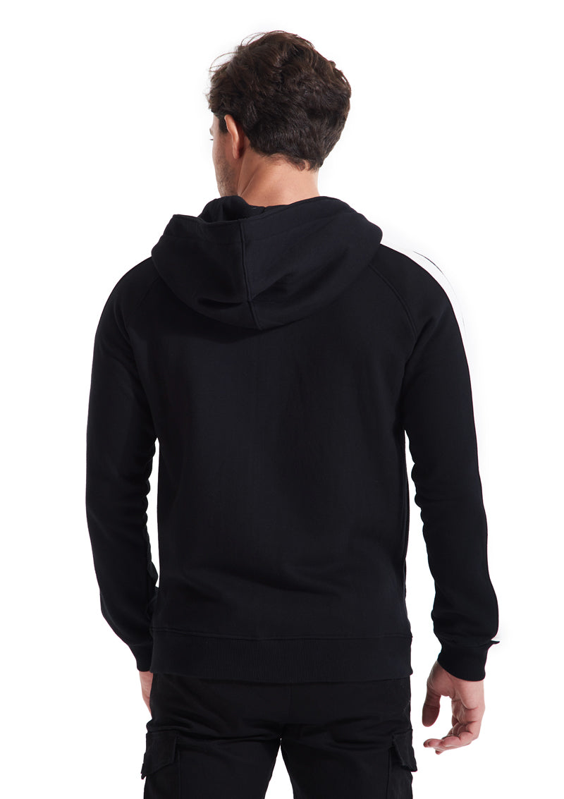 Side Stripe Hoodie Sweatshirt (Black)