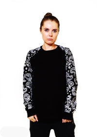 Back & Sleeves Printed Sweatshirt Black for Her