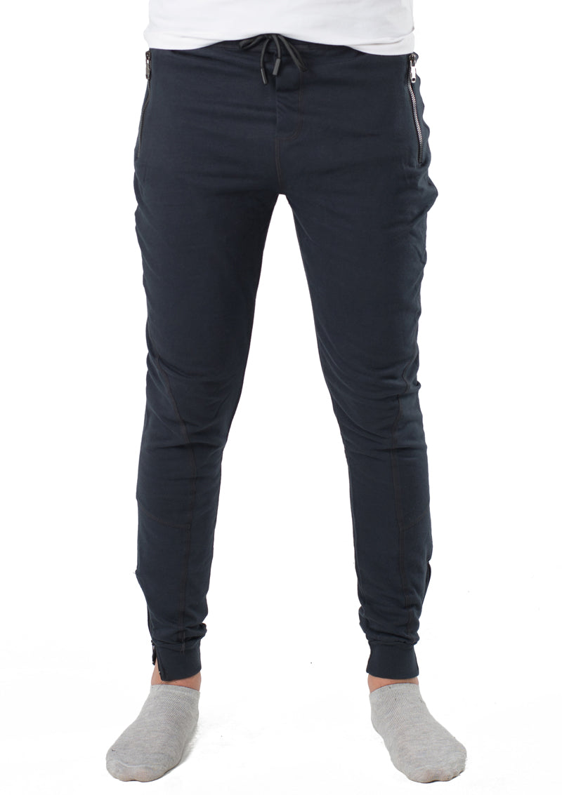 Ankle zipper dark blue Jogger with Zipper Pockets for him