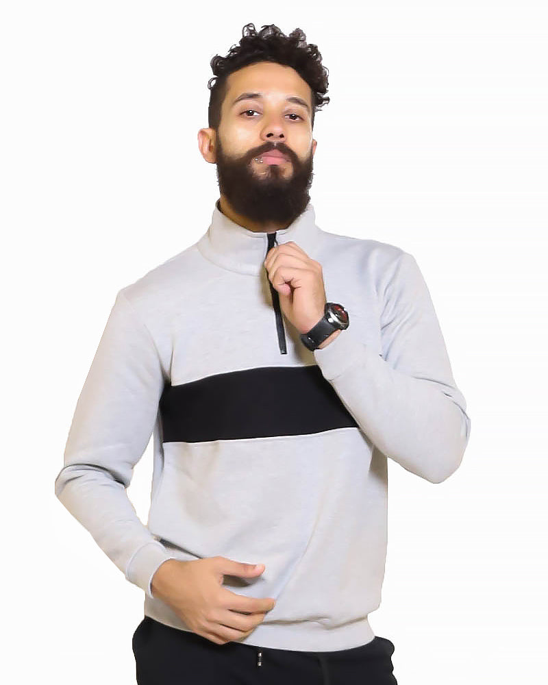 Zipper Neck Sweatshirt Grey