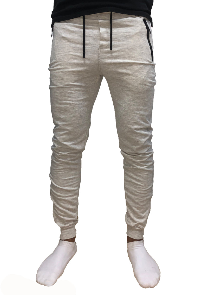 Light-Grey Jogger Zipper Pockets with 2 Stripes For Him