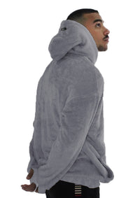 Gray Fur Oversized Hoodie