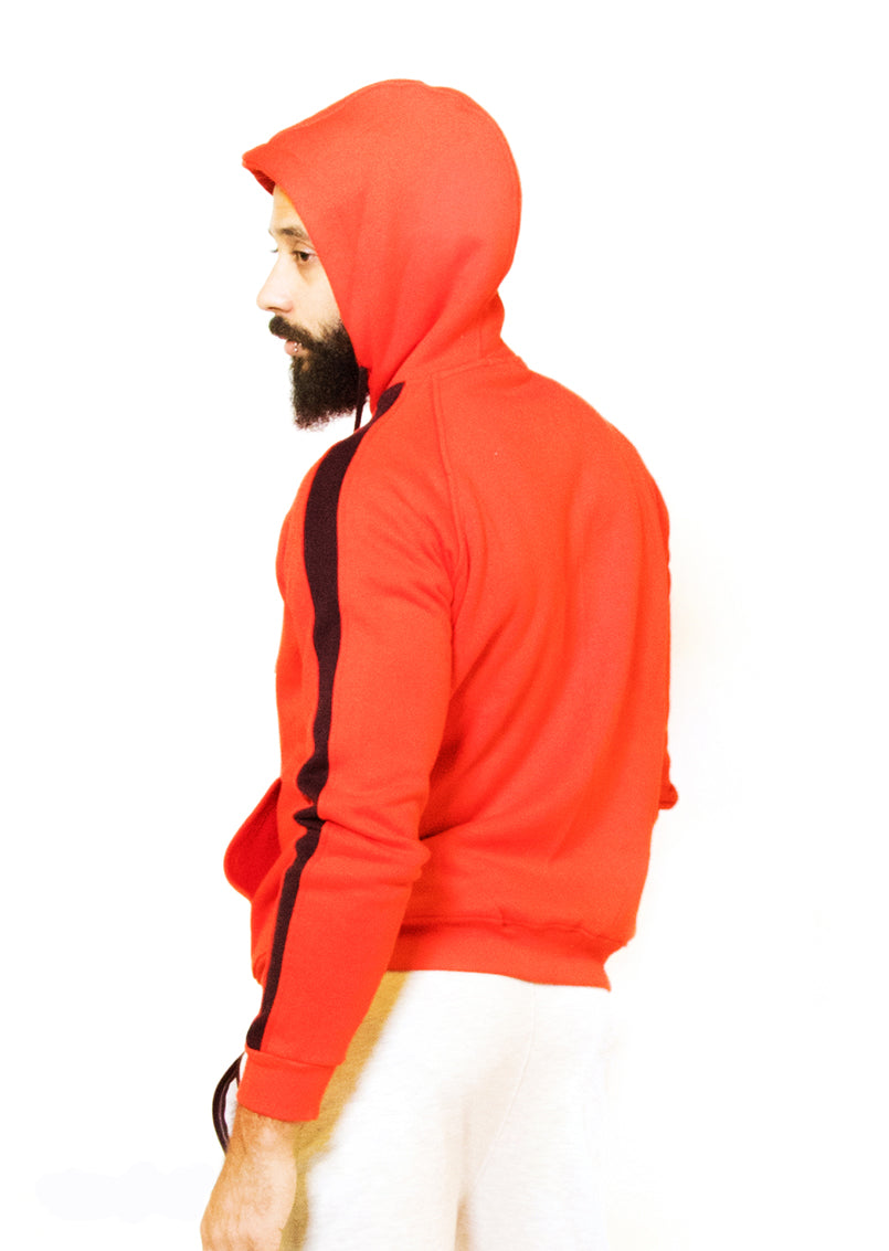Side Stripe Hoodie Sweatshirt (Red)