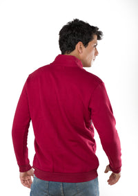 Zipper Neck Sweatshirt Red