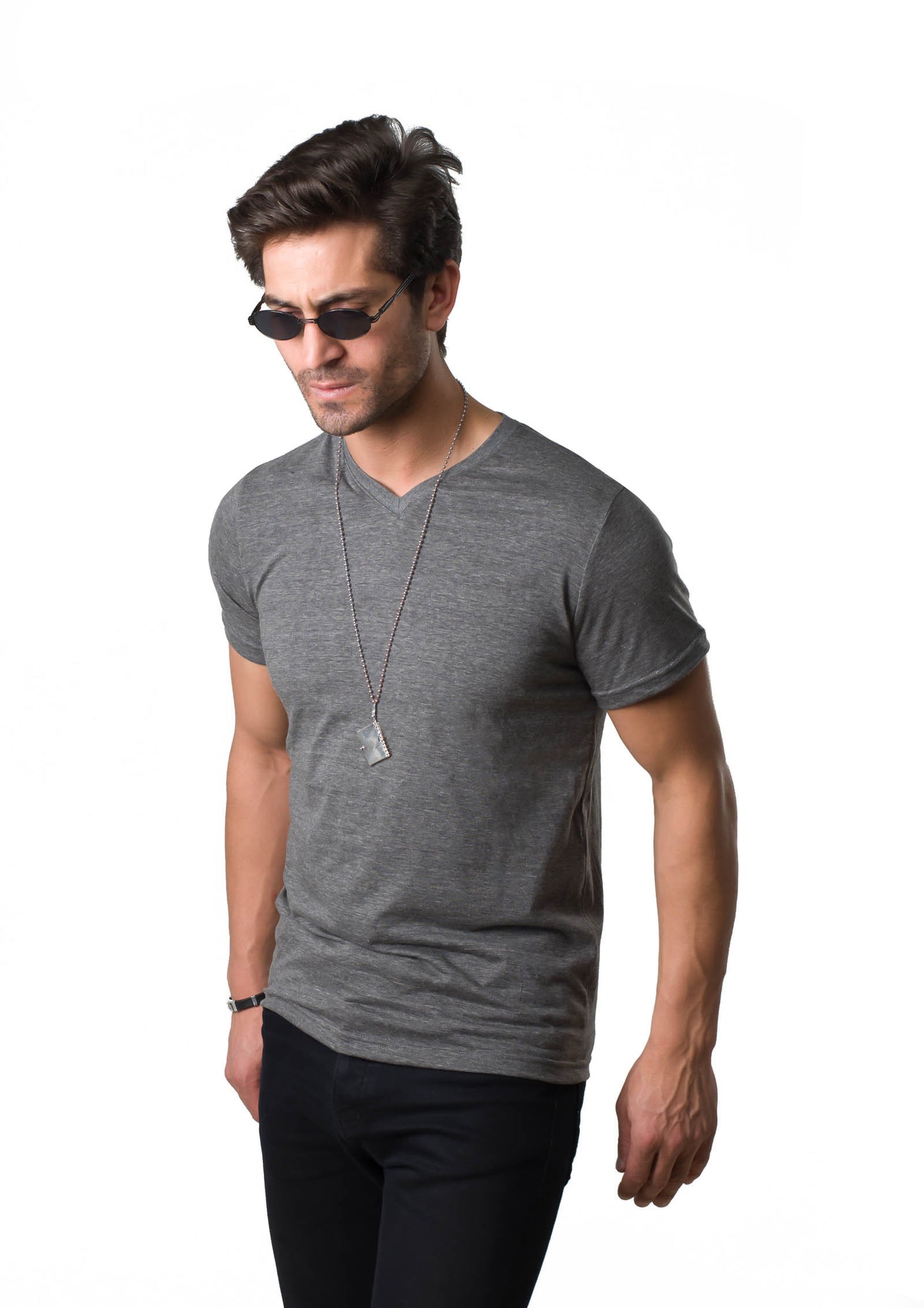 V neck t-shirt Grey