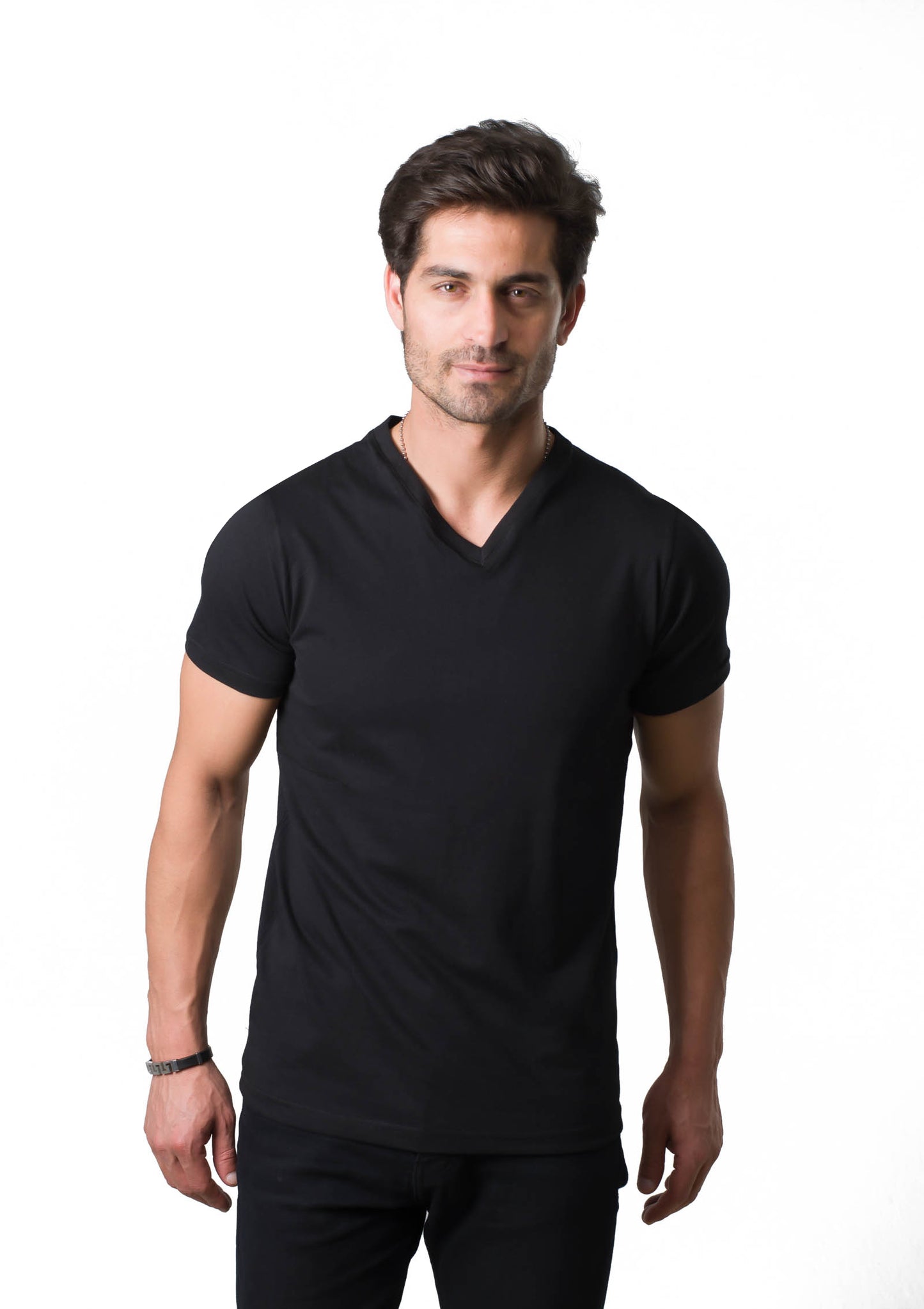 V neck t-shirt Black