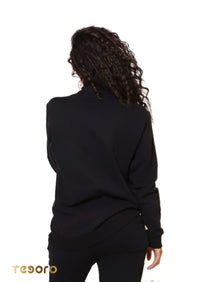 Zipper Neck Sweatshirt Black for Her